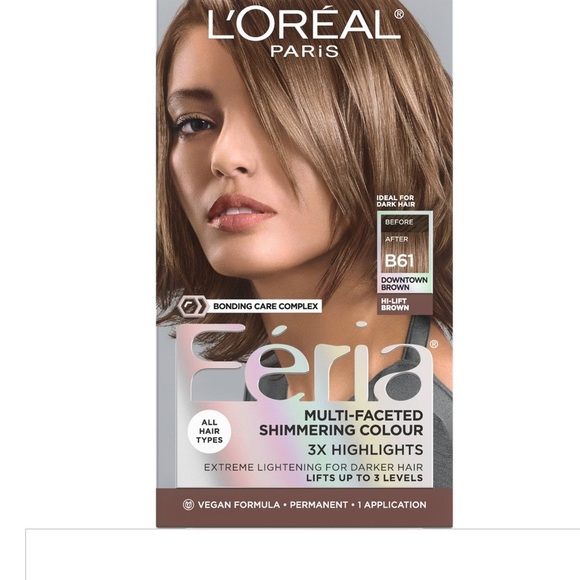 L Oreal Feria Permanent Hair Color B61 Downtown Brown Hi Lift 1 application NWT - Picture 12 of 13